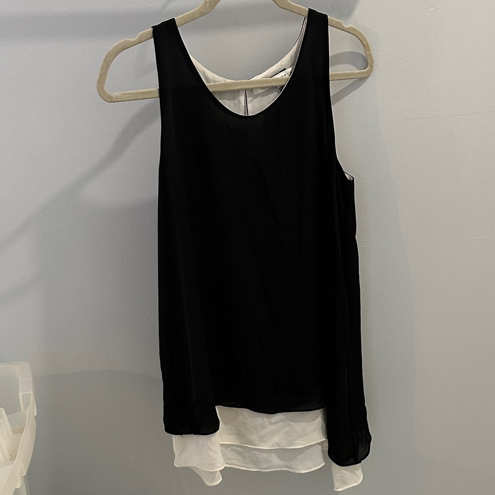 Max Studio Black and White Layered Tank Top